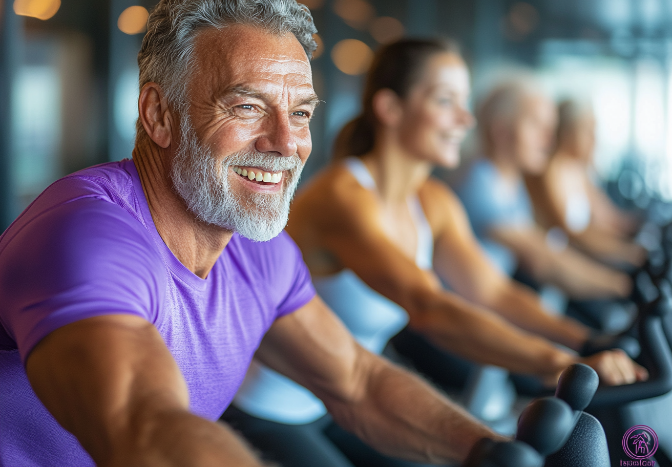 Възрастни хора правят упражнения